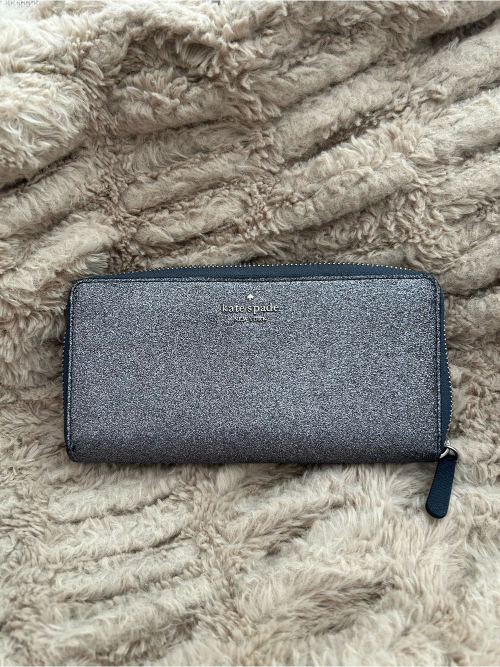 kate spade Silver Glitter Zip-Around Wallet